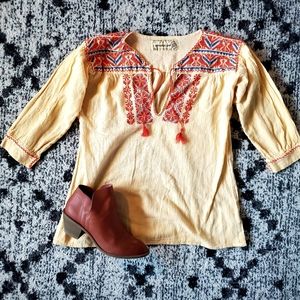 Anthropologie Boho Embroidered Blouse - Small